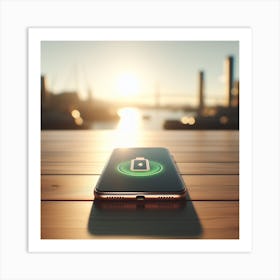 Smartphone Charging At Sunset Art Print