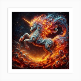 Unicorn Of Fire Art Print