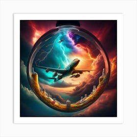 Airplane In A Glass Art Print