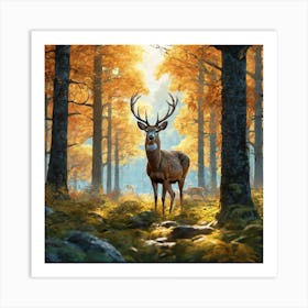 Deer In The Forest 142 Art Print