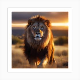 Lion At Sunset Art Print