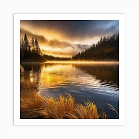 Sunrise Over Lake 5 Art Print