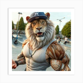 Muscular Lion Art Print