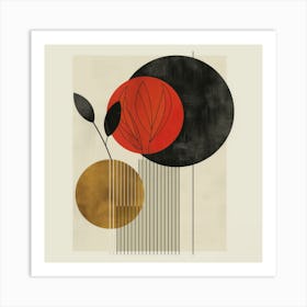 Elegant Leaf: Dual Circle Harmony Art Print