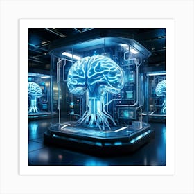 Cyber Brain Fusing Advanced Ai Technology Intricate Neural Networks Visible Glowing Circuitry Fut (5) Art Print