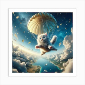 Cat Flying In The Sky Art Print