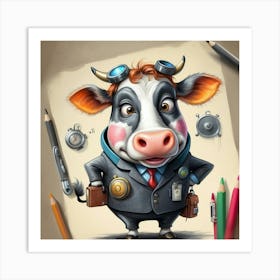 Cartoon Cow 9 Art Print