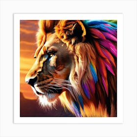 Colorful Lion 12 Art Print