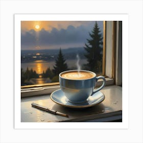 Coffee On A Window Sill 3 Art Print