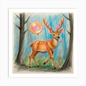 Deer With Balloon Art Print