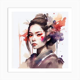 Watercolor Modern Geisha #7 Art Print