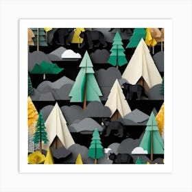 Black Bears In The Forest 1 Art Print