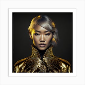 Asian Woman In Gold Jacket Art Print