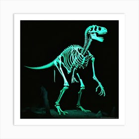 Dinosaur Skeleton Bones Glow Dark Prehistoric Fossil Paleontology Radiant Luminescent Haun Art Print