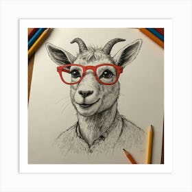 Goat With Glasses 2 Art Print