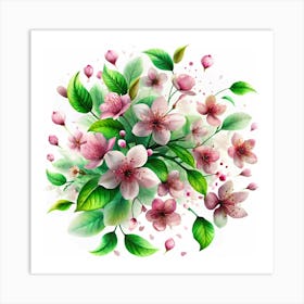 Pink Cherry Blossoms Bouquet Art Print