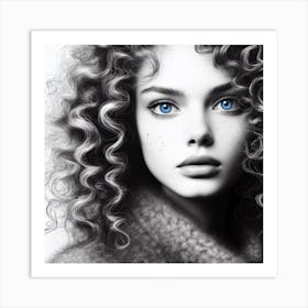 Ai Image Of Girl With Blue Eyes Art Print