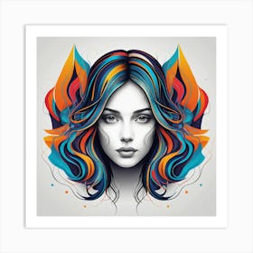 Portrait Of A Woman With Colorful Hair Art Print