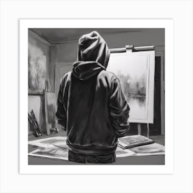 Artist In Front Of Easel Art Print