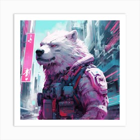 Cyberpunk Wolf Art Print