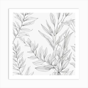 Black And White Leaves Art Print