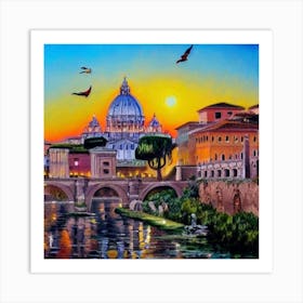 Sunset In Rome 1 Art Print