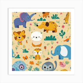 Playful Kids Animal Tshirt Design (3) Art Print