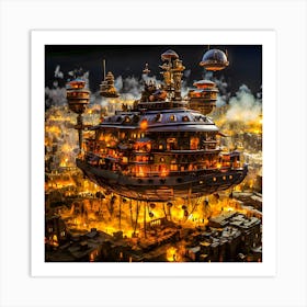 Steampunk airship 2 Art Print