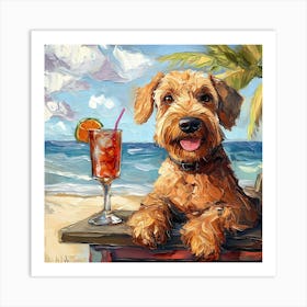 Dog At The Beach Bar In Acrylic Art Print