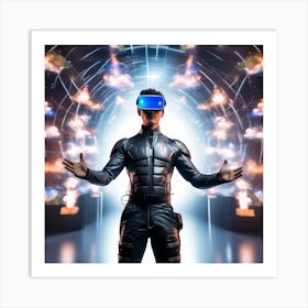 Vr Headset Man In Space Art Print