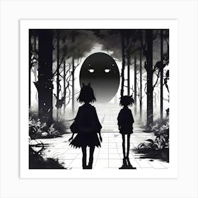 Black and White Forest Monster Art Print