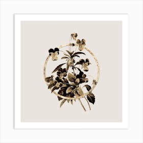 Gold Ring Johnny Jump Up Glitter Botanical Illustration Art Print
