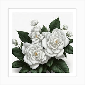 White Gardenias myluckycharm Art Print