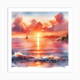 Sunset On The Sea Art Print