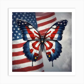 Butterfly With american Flag Art Print