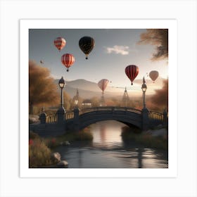 Hot Air Balloons Landscape 25 Art Print