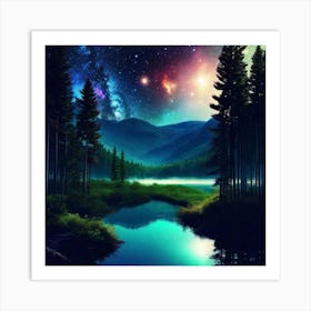 Night Sky In The Forest 2 Art Print