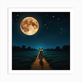 Night cat Art Print