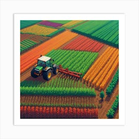 Aerial View Of A Farm Field Art Print