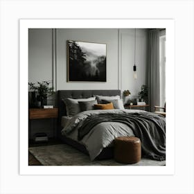 Grey Bedroom 6 Art Print