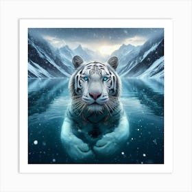 White Tiger In Water Art Print