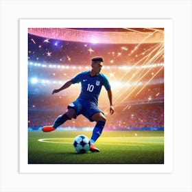 Soccer Player Kicking A Soccer Ball Art Print