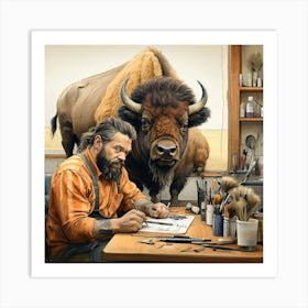 Bison Painting Art Print