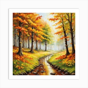 Forest In Autumn In Minimalist Style Square Composition 297 Art Print