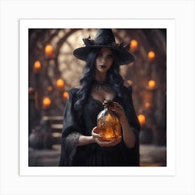 Witch Holding Jar Art Print