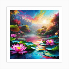 Lotus Lily Painting 2 Art Print