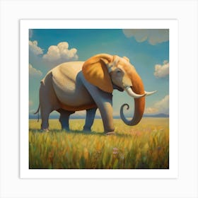 Animals Wall Art : Elephant In The Grass Art Print