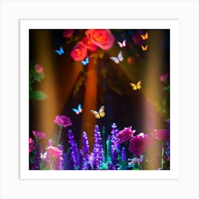 Fairy Garden With Butterflies Art Print