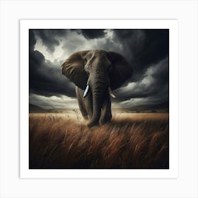 Elephant In The Grass Art Print