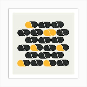 Black And Yellow Shapes Art Print